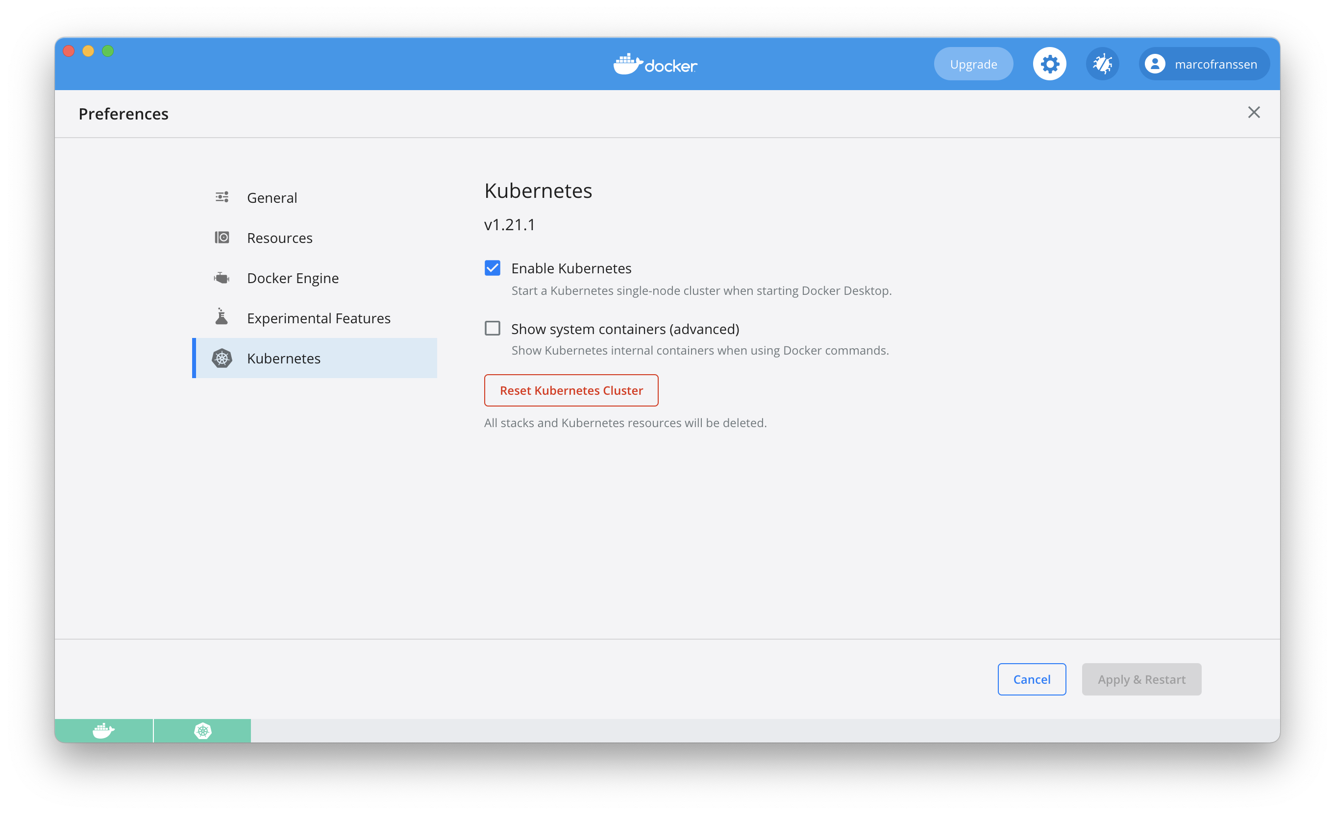 Docker Desktop Kubernetes Settings