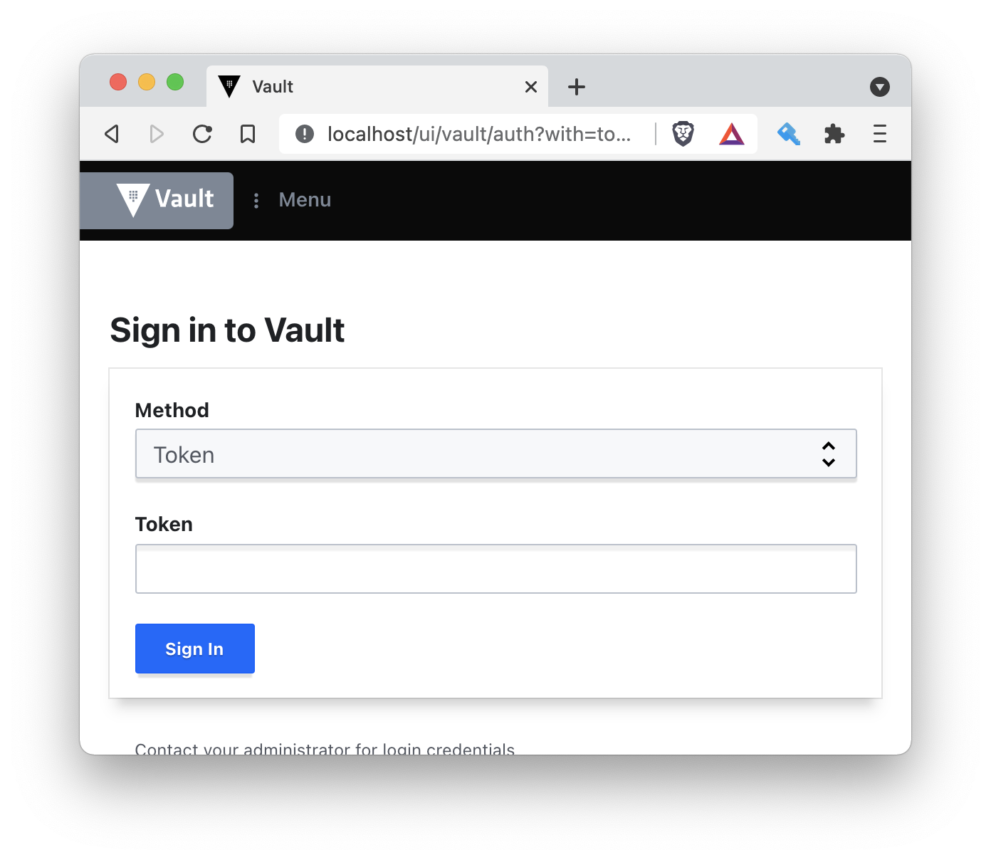 Vault UI - Sign in